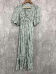 mily bilet シアー ジャガード 花柄 クリンクル Aライン ワンピース sizeF/緑 ■◆ レディース