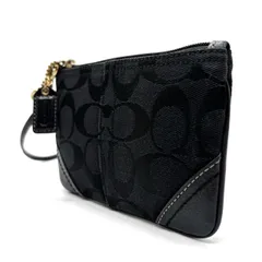 【良品】 coach コーチ シグネチャー レザー キャンバス レザー コインケース ポーチ 財布 ブラック 黒 レディース メンズ ユニセックス 男女兼用