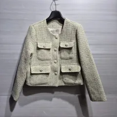 ツイード ポケット ジャケット クロップド スタイル