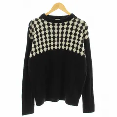 サンローラン パリ SAINT LAURENT PARIS 21AW ニット セーター 長袖 クルーネック アーガイル柄 ウール モヘヤ混 XL 黒 ブラック 白 ホワイト 665879 /KUのサムネイル
