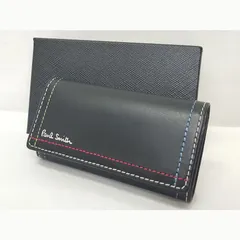 ◆中古美品◆Paul Smith 【ポールスミス】4連キーケース レザー ブラック カラーステッチ 箱 男女兼用　M669