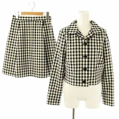 トゥービーバイアニエスベー To b. by agnes b. セットアップ ギンガムチェック ジャケット スカート ミニ 36 ホワイト ブラック /HK ■OS
