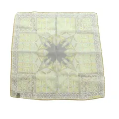 エトロ ETRO スカーフ シルク 総柄 マスタード グリーン /MI ■OS