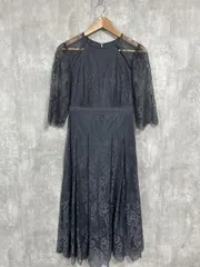POURVOUS 総レース シアー 結婚式二次会 ドレス ワンピース sizeM/グレー ■■ レディース