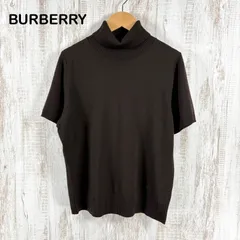 新品未使用 美品 BURBERRY LONDON バーバリーロンドン ホースロゴ刺繍 ウール ハイネック タートルネック ニット 半袖 トップス ブラウン 大きいサイズ