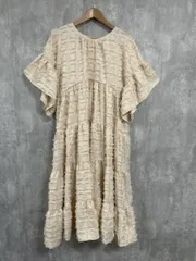 merry jenny メリージェニー 半袖 ティアードロングドレス ワンピース sizeS/ベージュ ■◆◎レディース