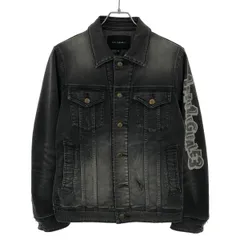 1piu1uguale3 ウノピゥウノウグァーレトレ ロゴプリントロードランナーストレッチデニムジャケット MRB370 CTU179 ブラック 3