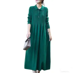 【秋冬の定番】ニットワンピース レディース 膝丈  シンプル おしゃれ パーティー 忘年会 クリスマス デート きれいめ