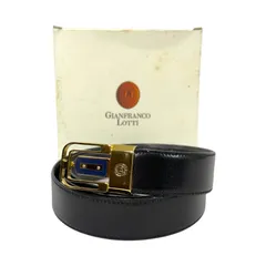 【美品】 GIANFRANCO LOTTI ジャンフランコ ロッティ レザー ベルト ブラック 黒色 ゴールド金具 金色 イタリア製 メンズ レディース ユニセックス