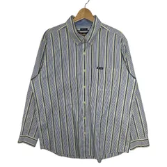 CHAPS チャップス ストライプシャツ 長袖 シャツ ボタンダウン ワンポイント刺繡 オーバーサイズ ビックシルエット インドネシア製 Lサイズ ブルー ホワイト イエロー