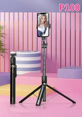 【新品未使用】P100 セルフィー スティック 1.77M 自撮り Bluetoothリモコン付き 遠隔シャッター操作 充電式