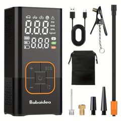 電動ポータブルエアポンプ｜150PSI コードレス自動停止｜自転車・バイク・車・プール・ボール・カヤック対応｜LEDライト/SOS｜大型LCDディスプレイ｜仏式/英式/米式バルブ対応 ミニ空気入れ