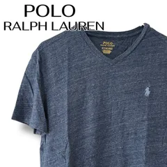 POLO RALPH LAUREN ポロラルフローレン ネイビー 杢調 VネックTシャツ コットン100% カンボジア製 サイズS.P.CH Sサイズ相当 メンズ 胸ポケット ポニー刺繍 0000808OC