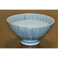 【新品・5営業日で発送】福田陶器店 【乱れ千筋】【特大お茶碗・青】【波佐見焼】【手描き】14cm 高さ7.5cm 270g (999999605)