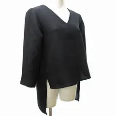 アバハウス ABAHOUSE MYSELF 美品 ヘム カットソー シャツ ブラウス Vネック 日本製 黒 ブラック S 0617のサムネイル
