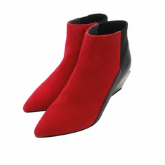 ユナイテッドヌード UNITED NUDE ブーティ ショートブーツ スエード 鏡面仕上げ ポインテッドトゥ 35 21cm 赤 レッド /JS ■GY19