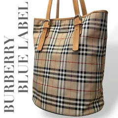☆★希少★BURBERRY BLUE LABEL　バーバリーブルーレーベル★トートバッグ　肩掛け　ノバチェック　バケツ型　ロゴ　ナイロン　レザー　ベージュ★　♯2005