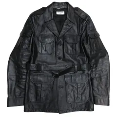 サンローラン パリ SAINT LAURENT PARIS 希少 激レア 美品 18AW Lether Utility Jacket レザー ユーティリティジャケット サファリジャケット UP53 2018 00734 国内正規 黒 ブラック 42 ■MNK2のサムネイル