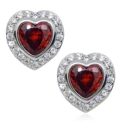 再入荷★人気 ハート 16連CZダイヤモンドピアス シルバー925 レディース プラチナ仕上 イヤリング化可 キュービックジルコニア ルビー エメラルド アクセサリー ジュエリー プレゼント