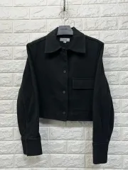 【極美品】COS コス　ブラック テーラードジャケット　スーツ　レザー　人気 極美品】COS コス ブラック テーラードジャケット スーツ レザー 人気
