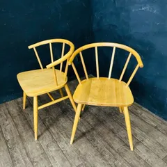 送料無慮 廃盤 無印良品 オーク材 アームチェア 丸脚 2脚セット MUJI 北欧モダン 良品企画 ダイニングチェア 家具 椅子 / 301920