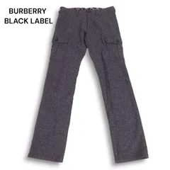 美品★ BURBERRY BLACK LABEL バーバリー ブラックレーベル 秋冬★ ウール ツイード カーゴ パンツ Sz.73　メンズ グレー