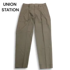 【新品 未使用】 UNION STATION メンズビギ 通年 ストレッチ ツータック テーパード スラックス パンツ Sz.L　メンズ