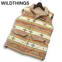 WILDTHINGS ワイルドシングス 秋冬★ エスニック柄 2way リバーシブル ダウン ベスト Sz.S メンズ