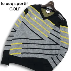 le coq sportif GOLF ルコック スポルティフ ゴルフ 秋冬 ボーダー デザイン★ Vネック ニット セーター Sz.L メンズ 日本製
