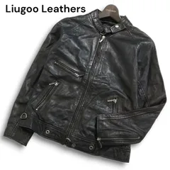 Liugoo Leathers リューグーレザーズ 秋冬 羊革★ ラム レザー シングル ライダース ジャケット Sz.1 メンズ 黒