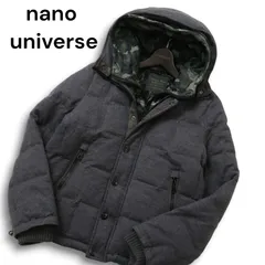 ナノユニバース × 西川ダウン コラボ★ 秋冬 LIMONTA 迷彩 レイヤード風 ウール ダウン ジャケット Sz.S　メンズ グレー