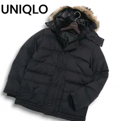 UNIQLO ユニクロ 秋冬 ファー付★ フーディー ダウン ジャケット Sz.M　メンズ 黒