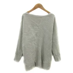 アズールバイマウジー AZUL by moussy リブニット カットソー 長袖 ドルマンスリーブ ボートネック 無地 S ベージュ /YS37