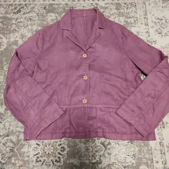 KRIZIA JEANS クリツィア　テーラードジャケット　シングルジャケット　リネン　コットン　ワインレッド　中古　古着