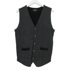 パーフェクトスーツファクトリー P.S.FA ニットベスト 千鳥格子柄 Ｍ ブラック グレー FF103 0224
