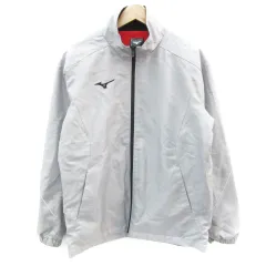 ミズノ MIZUNO ウィンドブレーカー ジャケット ミドル丈 ジップアップ 裏起毛 M グレー /YM19