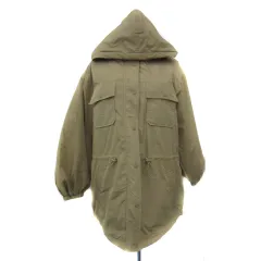 アースミュージック&エコロジー EARTH MUSIC & ECOLOGY 中綿ハーフコート フード付き M ベージュ /YS1