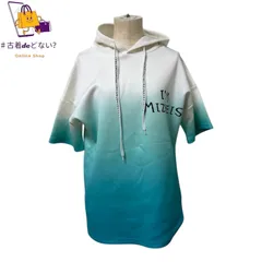 グラデーション 半袖パーカー ロングTシャツ オーバーサイズ Tシャツワンピース ユニセックス 白 青 FMX DXM ストリート系 夏服