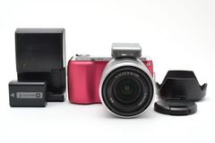SONY NEX-C3 ダブルレンズキット ピンク ミラーレス一眼 充電器付