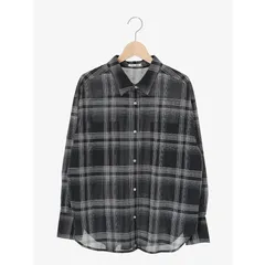 ルクールブラン シアーチェック2wayシャツ　ブラック