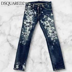 DSQUARED2 ディースクエアード 23SS スケータージーンズ 42 リペア ダメージ加工 ブリーチ ペイント スプラッシュ クラッシュ デニムパンツ イタリア製 ボタンフライ スリムフィット メンズ 人気モデル S74LB1247 S30664