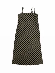 カーキ色 森ガール ギンガム CHECK Long ワンピース