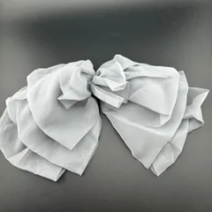 【新品】定価2420円 ヘアアクセサリー バレッタ グレー リボン 大きめ キレイ レディース◆