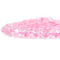 ○1連販売○ローズクォーツ【ハート】8mm（厚み5mm）【天然石 ビーズ パワーストーン】