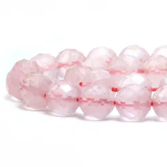 ○1連販売○ローズクォーツ【カット】10mm【天然石 ビーズ パワーストーン】