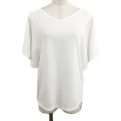 グローバルワーク GLOBAL WORK カットソー Tシャツ プルオーバー Vネック ラウンドネック 2WAY 無地 フレアスリーブ 半袖 M 白 ホワイト