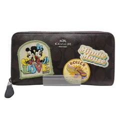 【中古品】COACH コーチ × DISNEY ディズニー SIGNATURE ROUND ZIP LONG WALLET F31350 シグネチャー ラウンドジップ ロングウォレット 長財布 【181-251028-as-38-izu】