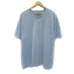 ポロ ラルフローレン POLO RALPH LAUREN Tシャツ カットソー 半袖 Vネック ワンポイントロゴ刺繡 XL 水色 ライトブルー /YS8 ■GY53