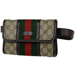 グッチ GUCCI GG柄 ベルトバッグ ウエストバッグ シェリーライン ウェブ ボディバッグ コーティングキャンバス ブラウン 152597 レディース 【中古】