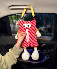 ティッシュケース ボックス 布製 コンパクト 個性的 カラフル ポップ キャラクター もこもこ 子供部屋 寝室 インテリア 吊り下げ キッズ オシャレ かわいい おもしろ 車 アメリカンレトロ コミック ストライプ チェック ハンギング Y2K 赤色 レッド